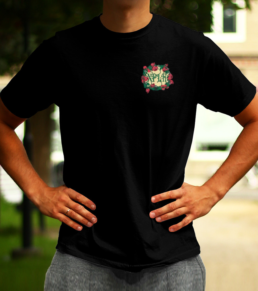 XPLR Floral Skull Wreath Roses T-Shirt