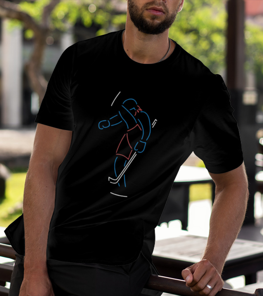 Athlete Logos The Neon Hockey Man T-Shirt