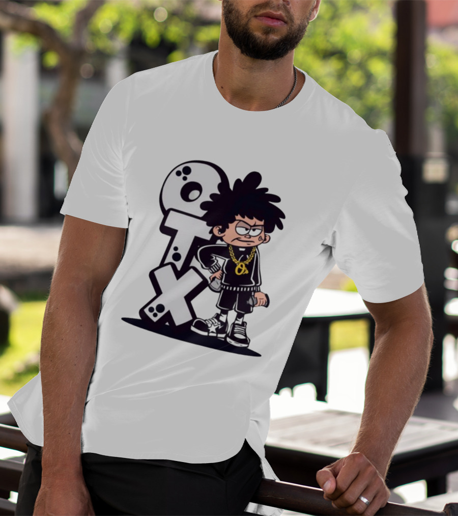 OTX Only Tha Xlcusive Cartoon Character With Chain T-Shirt