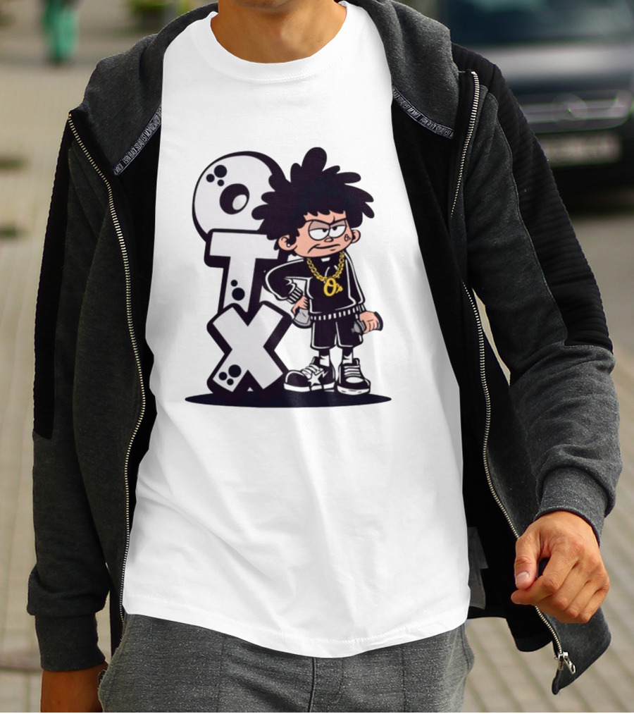 OTX Only Tha Xlcusive Cartoon Character With Chain T-Shirt