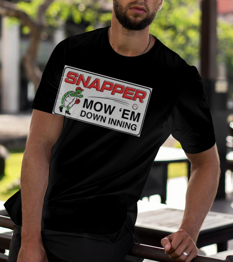 Snapper Mow 'Em Down Inning Baseball Turtle T-Shirt