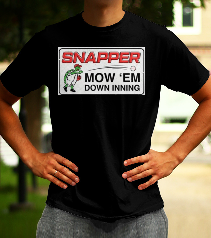 Snapper Mow 'Em Down Inning Baseball Turtle T-Shirt