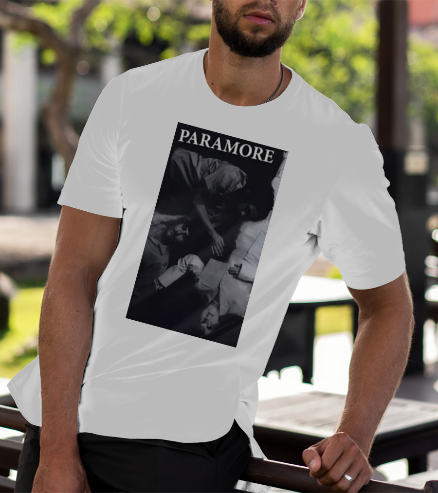 Paramore Black And White Band Photo Trio Lying Down T-Shirt