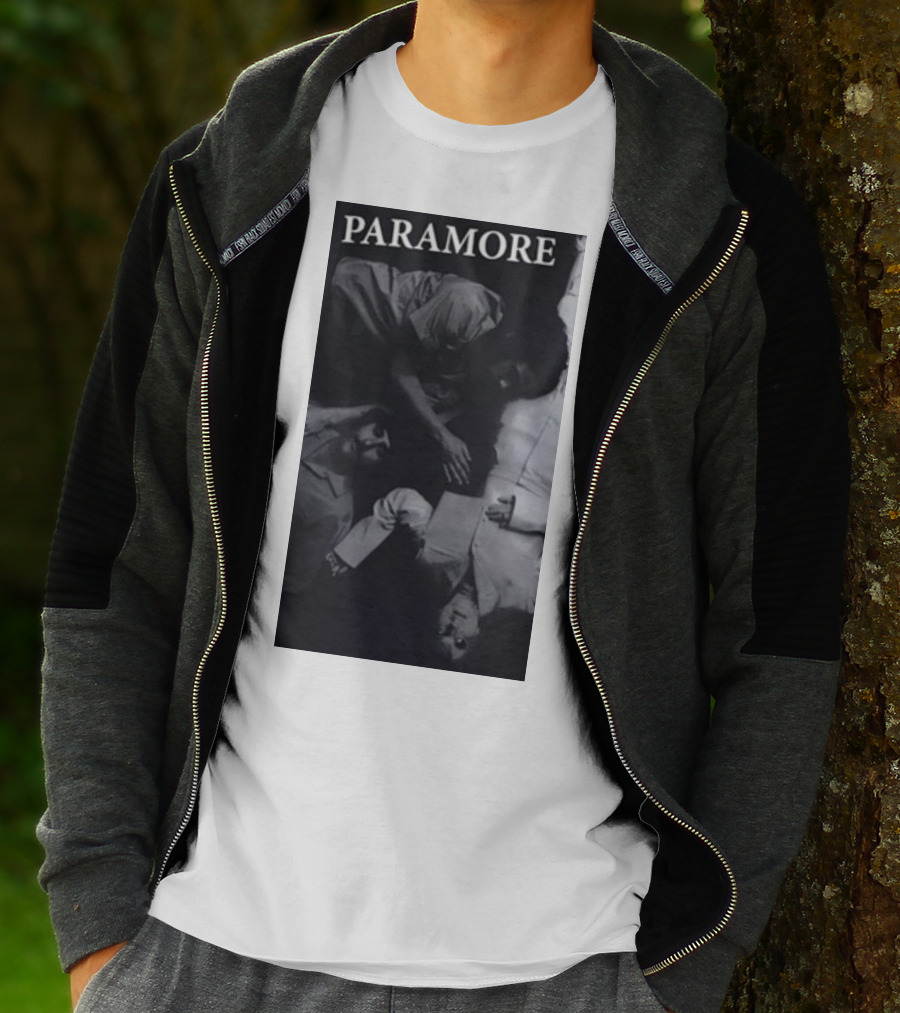 Paramore Black And White Band Photo Trio Lying Down T-Shirt