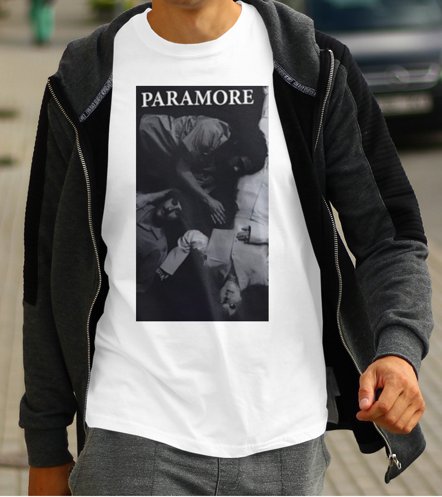 Paramore Black And White Band Photo Trio Lying Down T-Shirt