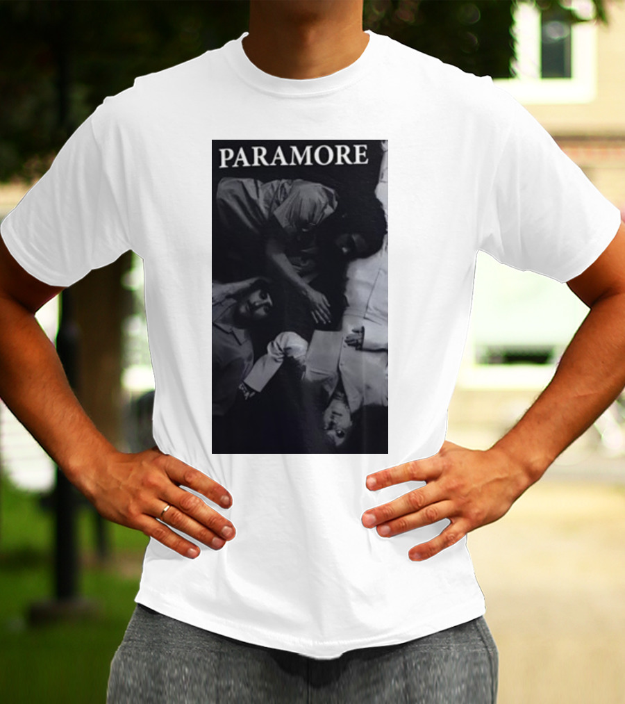 Paramore Black And White Band Photo Trio Lying Down T-Shirt