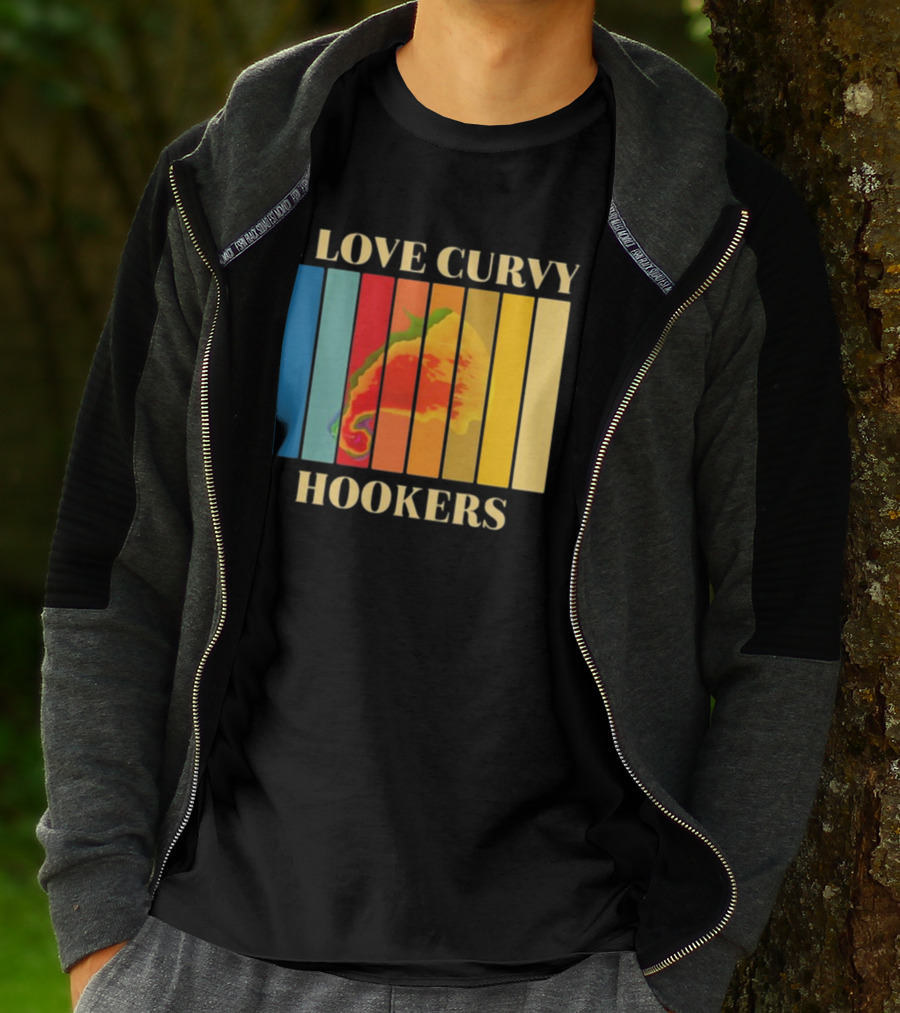 I Love Curvy Hookers Multicolored Abstract Stripes T-Shirt