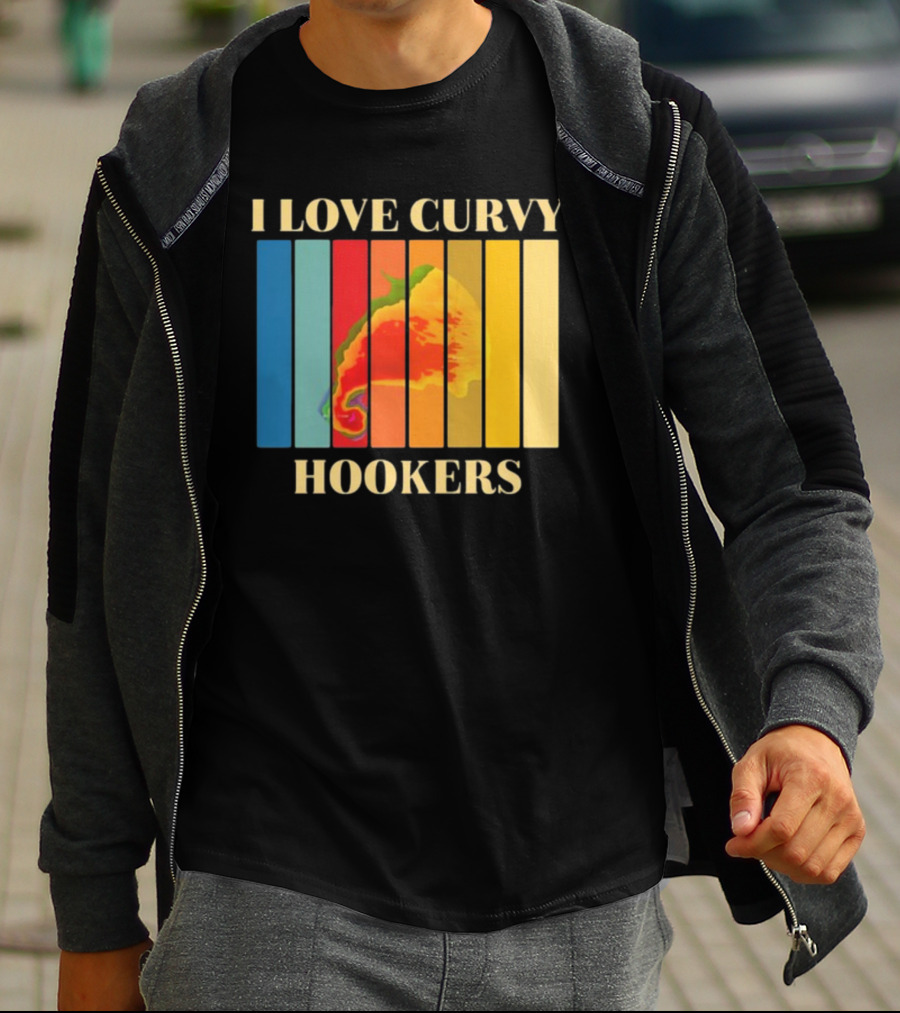I Love Curvy Hookers Multicolored Abstract Stripes T-Shirt