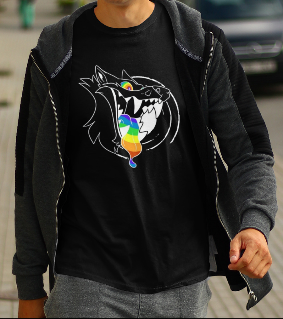 Slosh.Dog Prismaw Rainbow Wolf T-Shirt