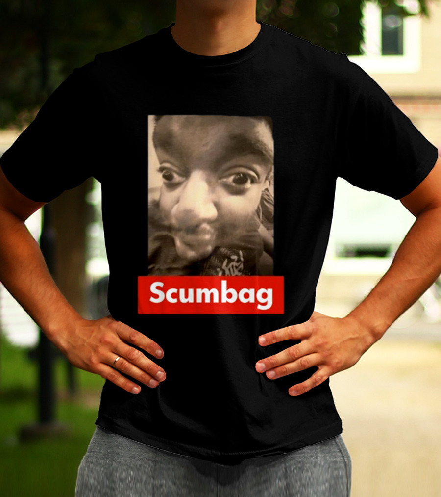 Scumbag Distorted Face Black And White Photo T-Shirt