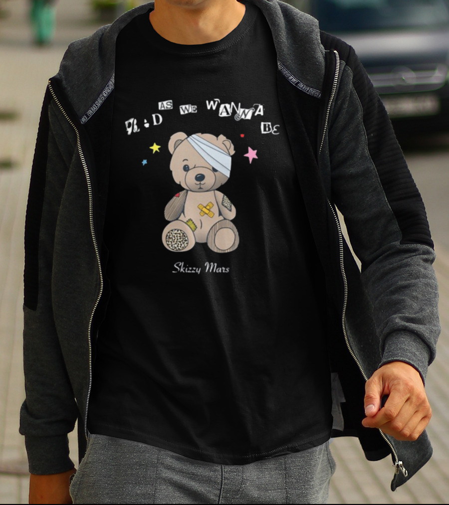 Bad As We Wanna Be Skizzy Mars Bear Bandaged Teddy With Stars T-Shirt