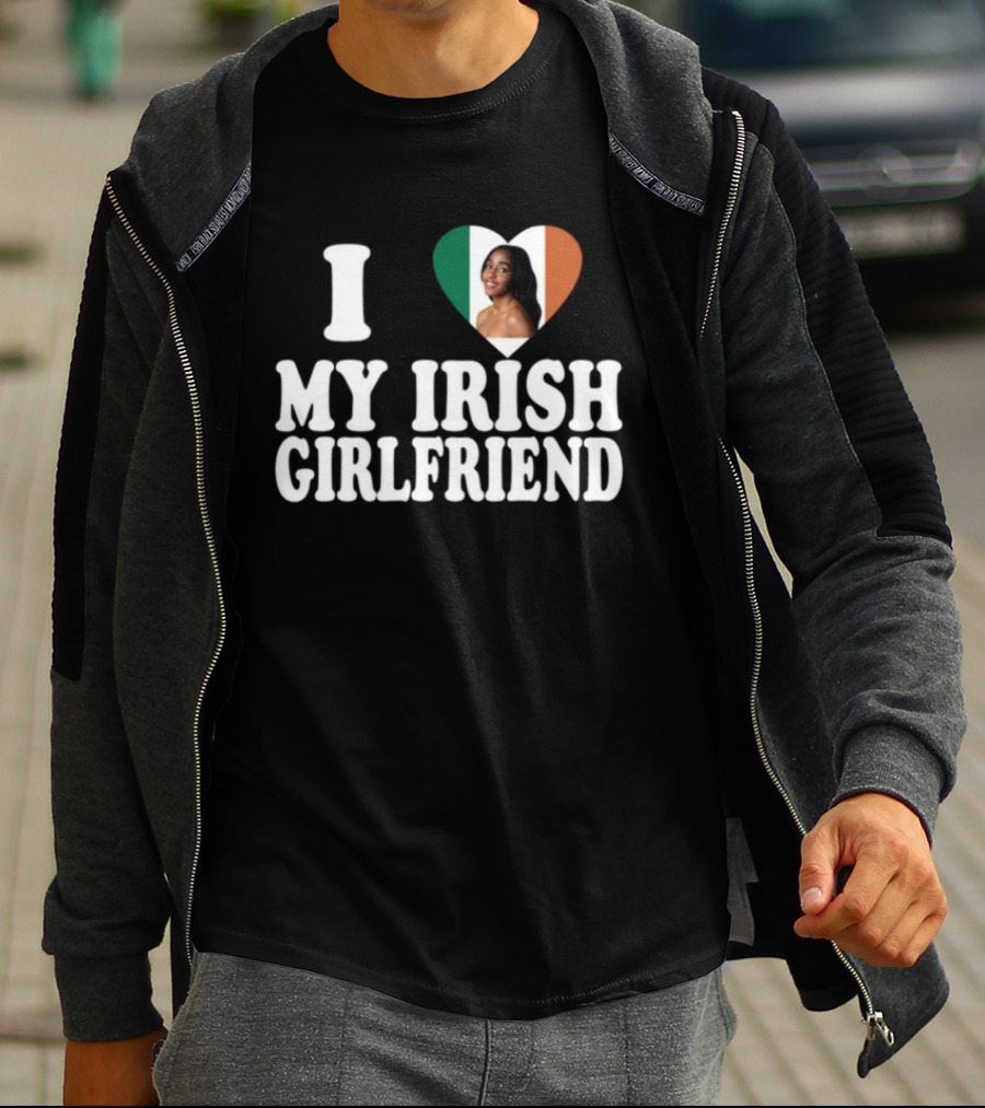 Luketaylorr I Love My Irish Girlfriend Irish Flag Heart Ayo Edebiri T-Shirt