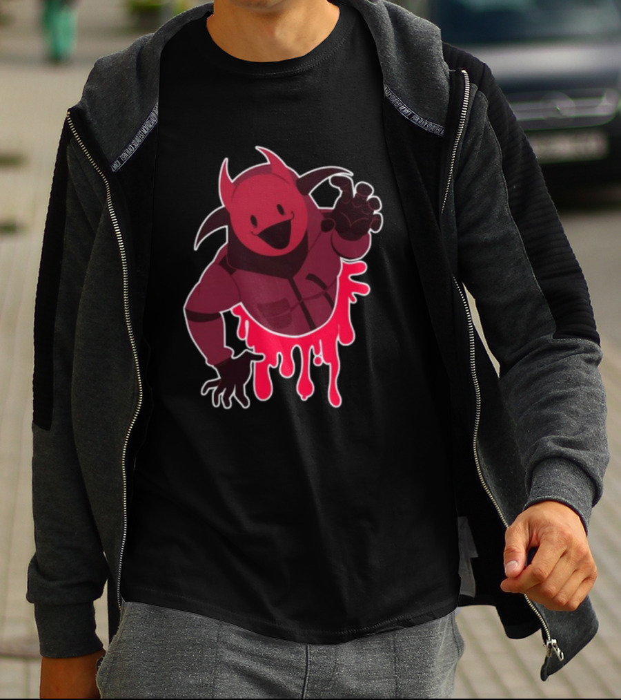 Reddsmess Get Over Here Dripping Red Demon Suit Character T-Shirt