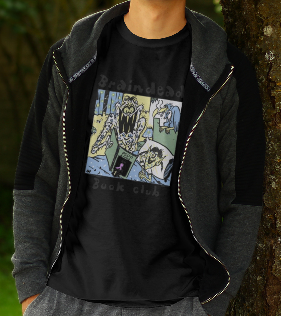 Wearebraindead Brain Dead Book Club Monster Peep Comic Panel T-Shirt