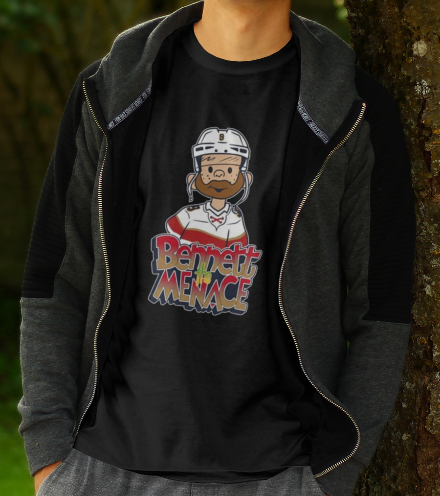 Bennett The Menace Illustrated Hockey Player Character T-Shirt