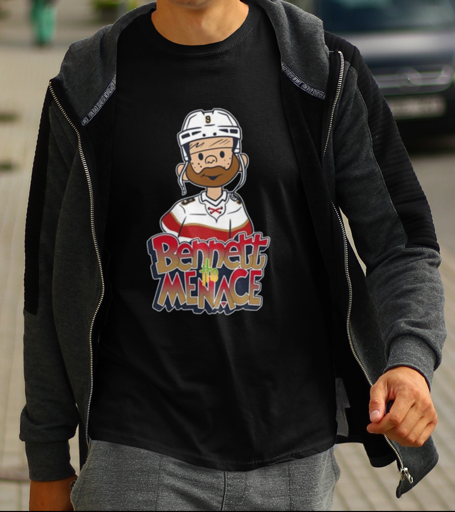 Bennett The Menace Illustrated Hockey Player Character T-Shirt
