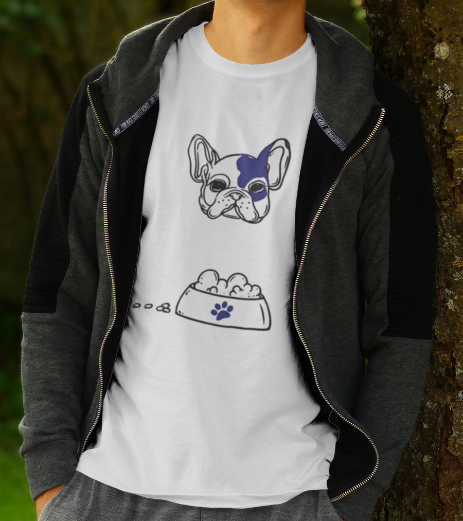 Dog Don't Play With My Food French Bulldog And Paw Print Bowl T-Shirt