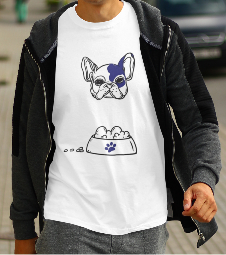 Dog Don't Play With My Food French Bulldog And Paw Print Bowl T-Shirt