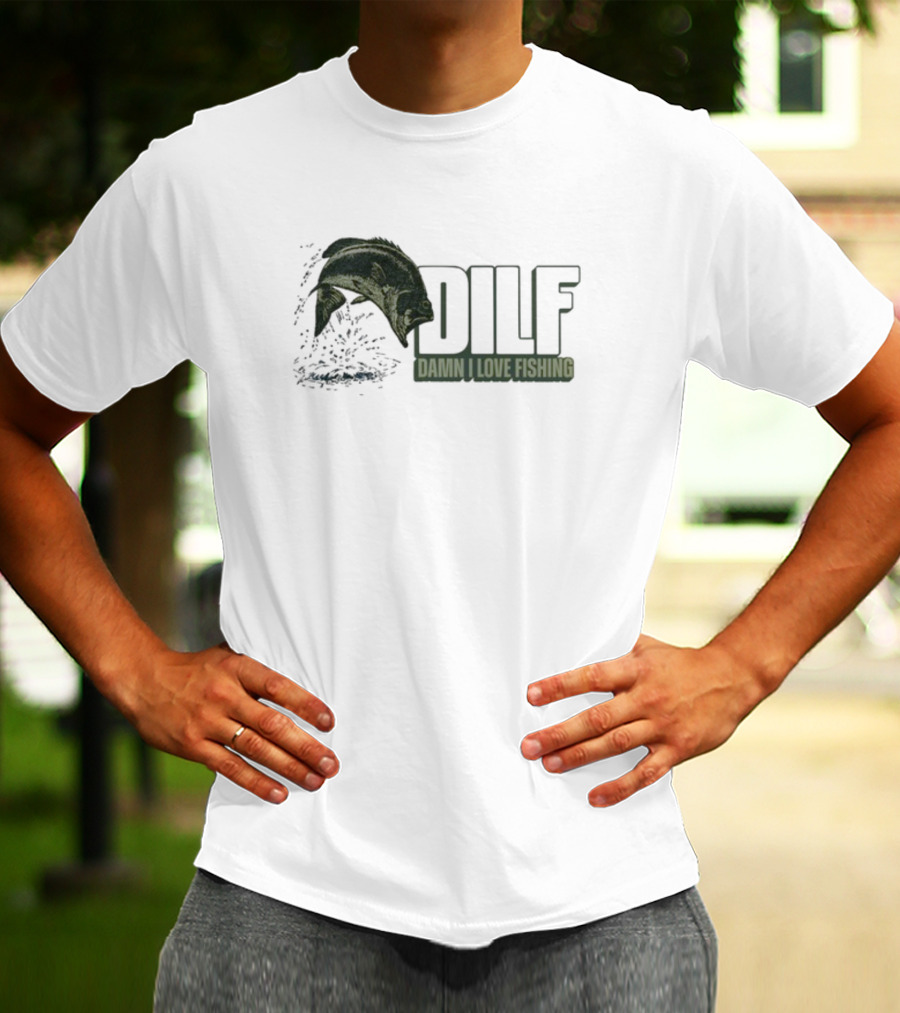 Middleclassfancy Dilf Damn I Love Fishing Jumping Fish T-Shirt
