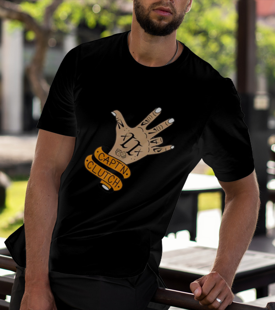 My Business Man Capt'n Clutch Hand Tattoo Numerals Banner T-Shirt