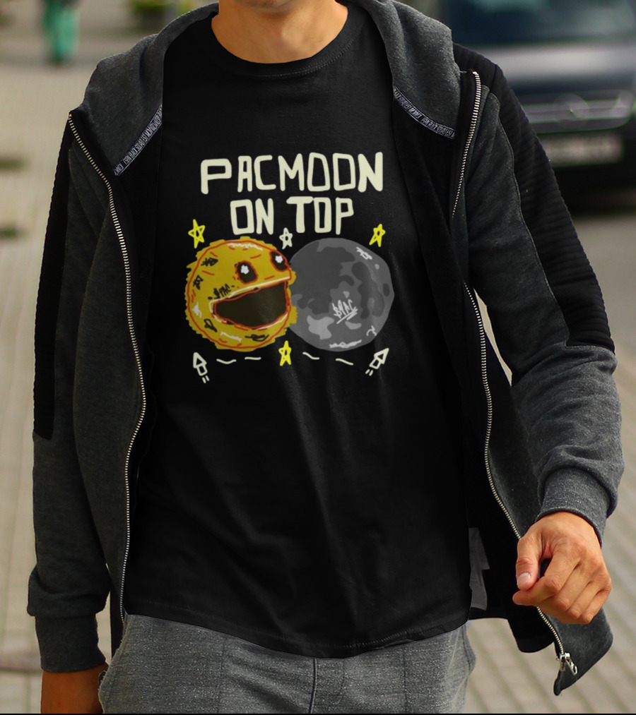 Pacmoon On Top Pacman And Moon With Stars And Arrows T-Shirt