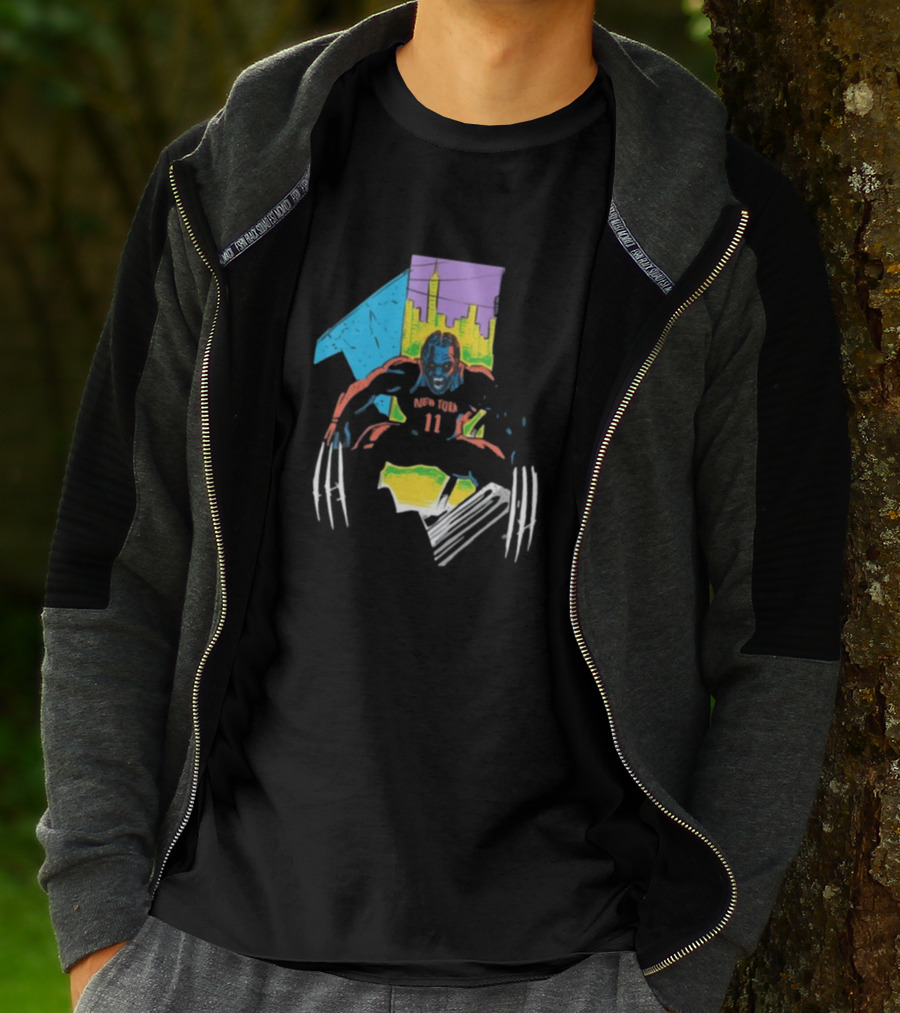New York Wolverine Brunson Basketball Claws Skyline T-Shirt
