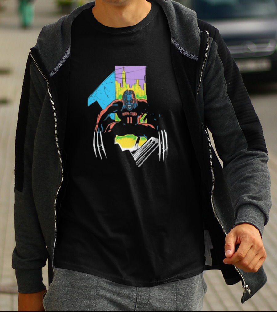 New York Wolverine Brunson Basketball Claws Skyline T-Shirt