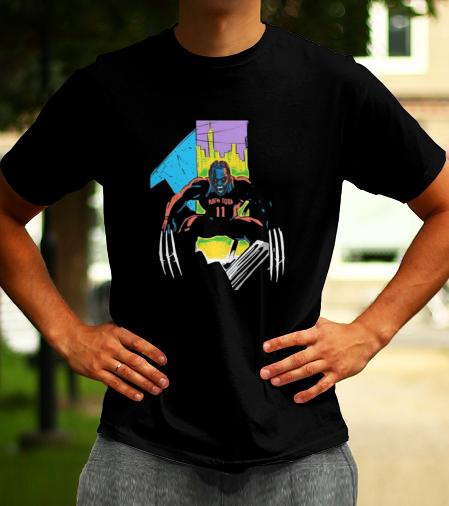 New York Wolverine Brunson Basketball Claws Skyline T-Shirt