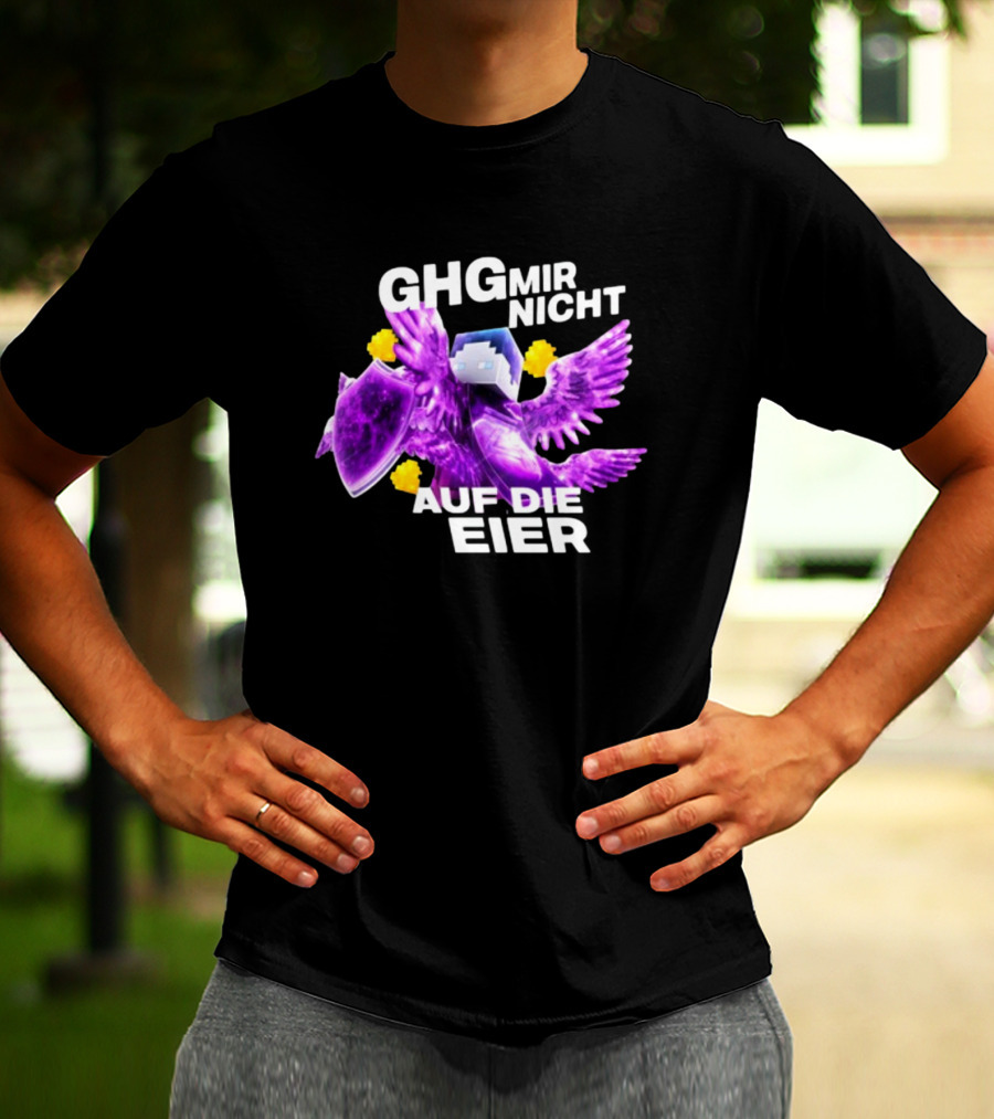 GHG Mir Nicht Auf Die Eier Minecraft Bird Shield Purple T-Shirt