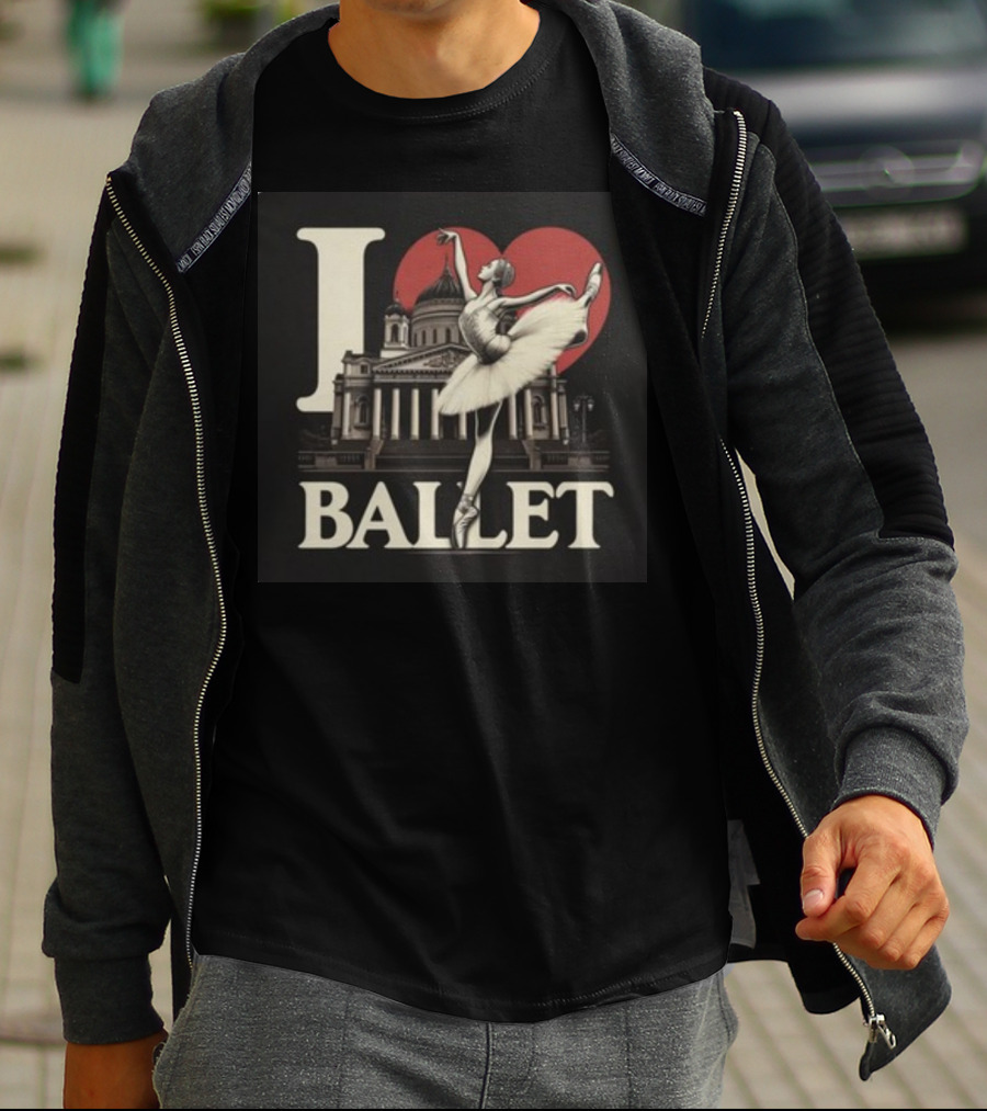 Artelize I Love Ballet Elegant Ballerina With Historic Architecture T-Shirt