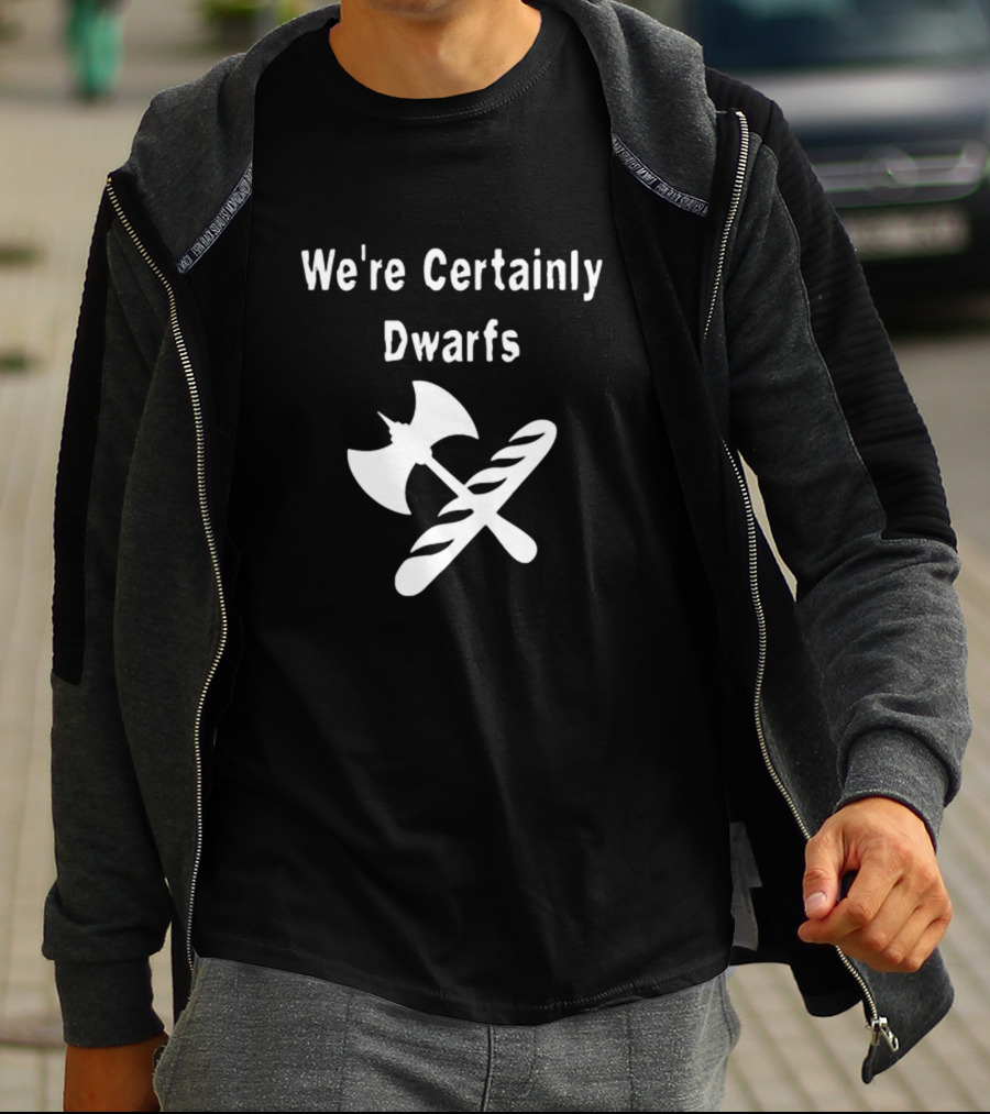 Discworld We're Certainly Dwarfs Battle Axe And Baguette Crossed T-Shirt