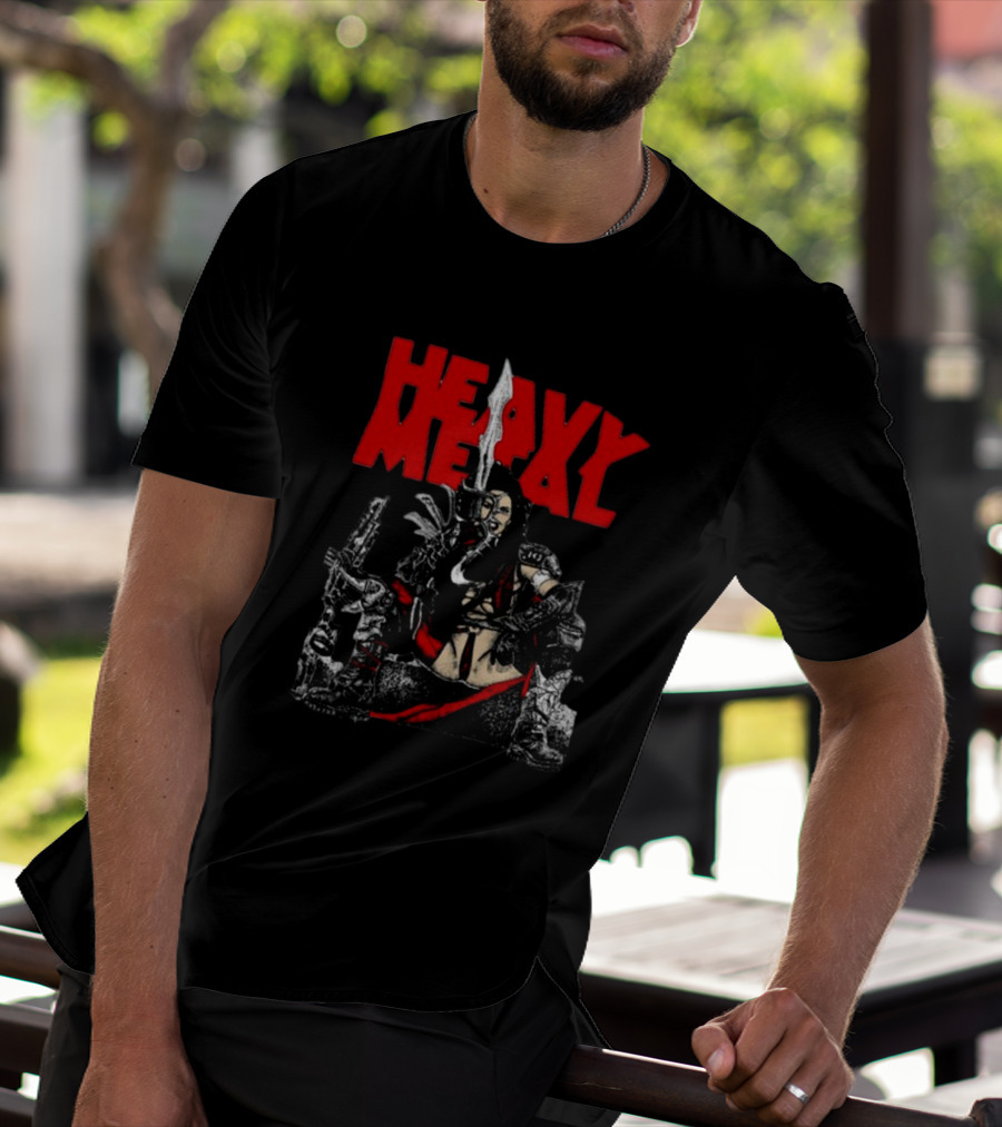 Heavy Metal Warrior With Weapons And Armor T-Shirt