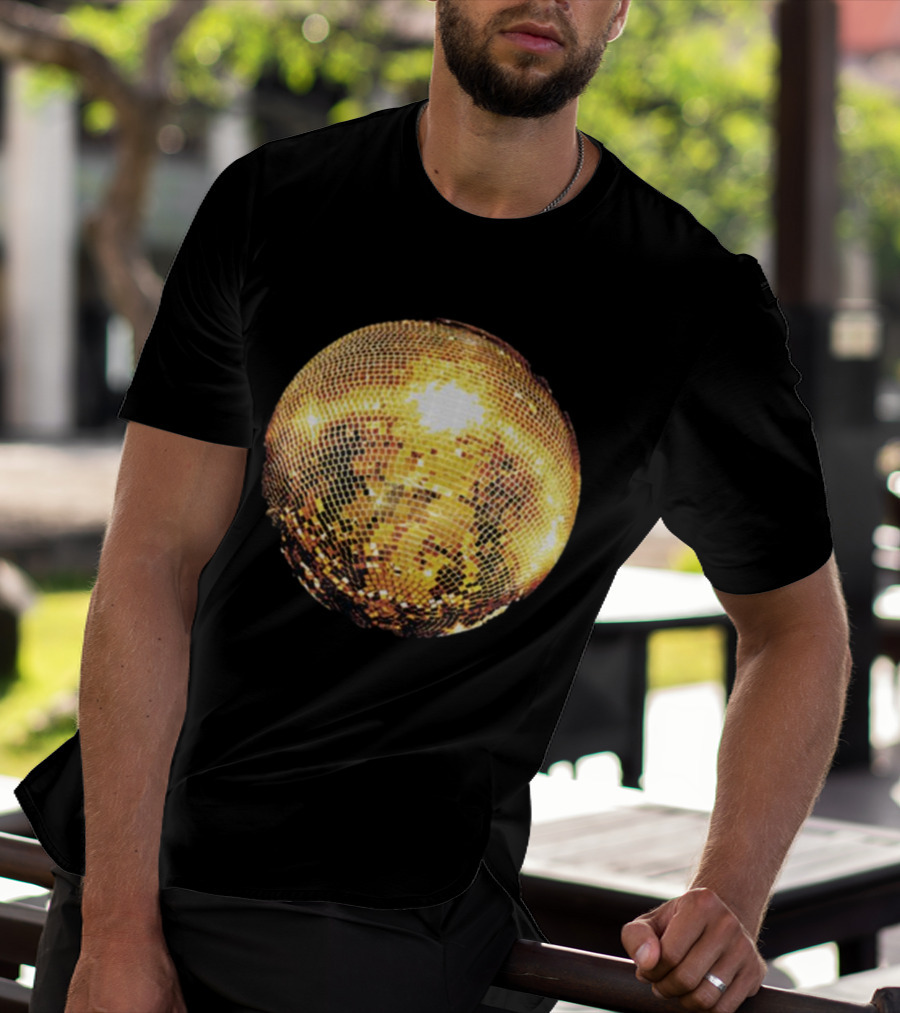 Gold Disco Ball Vintage 90s Shine Reflective Party T-Shirt