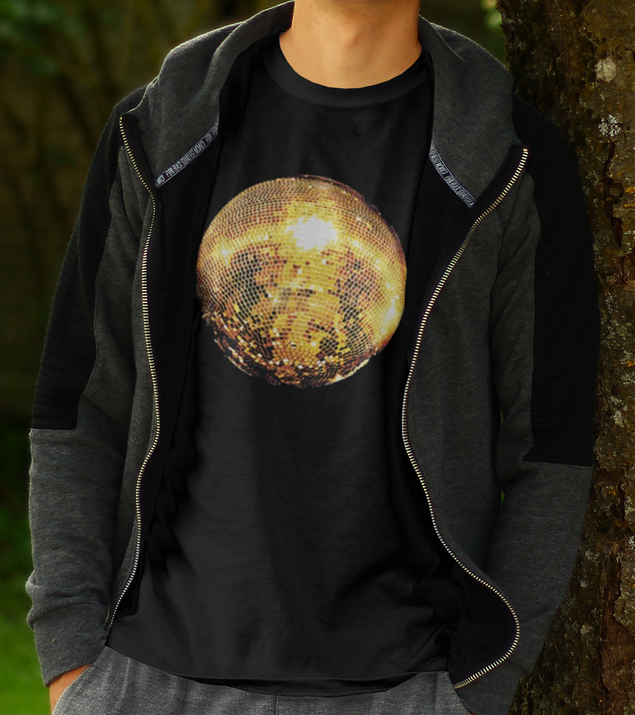 Gold Disco Ball Vintage 90s Shine Reflective Party T-Shirt