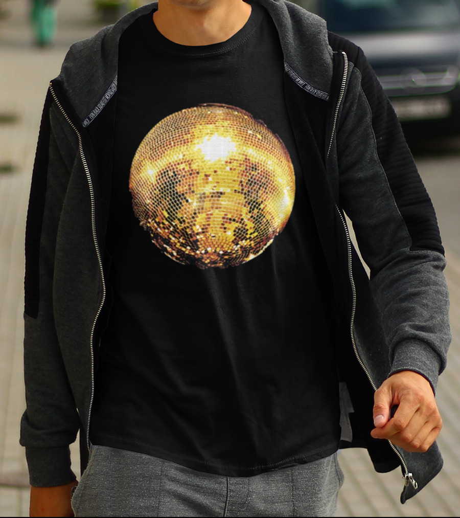 Gold Disco Ball Vintage 90s Shine Reflective Party T-Shirt