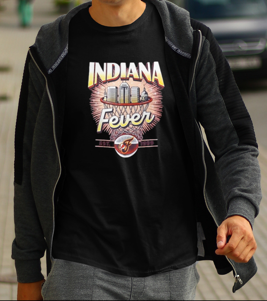 Indiana Fever Basketball City Established 1999 Skyline Hoops T-Shirt