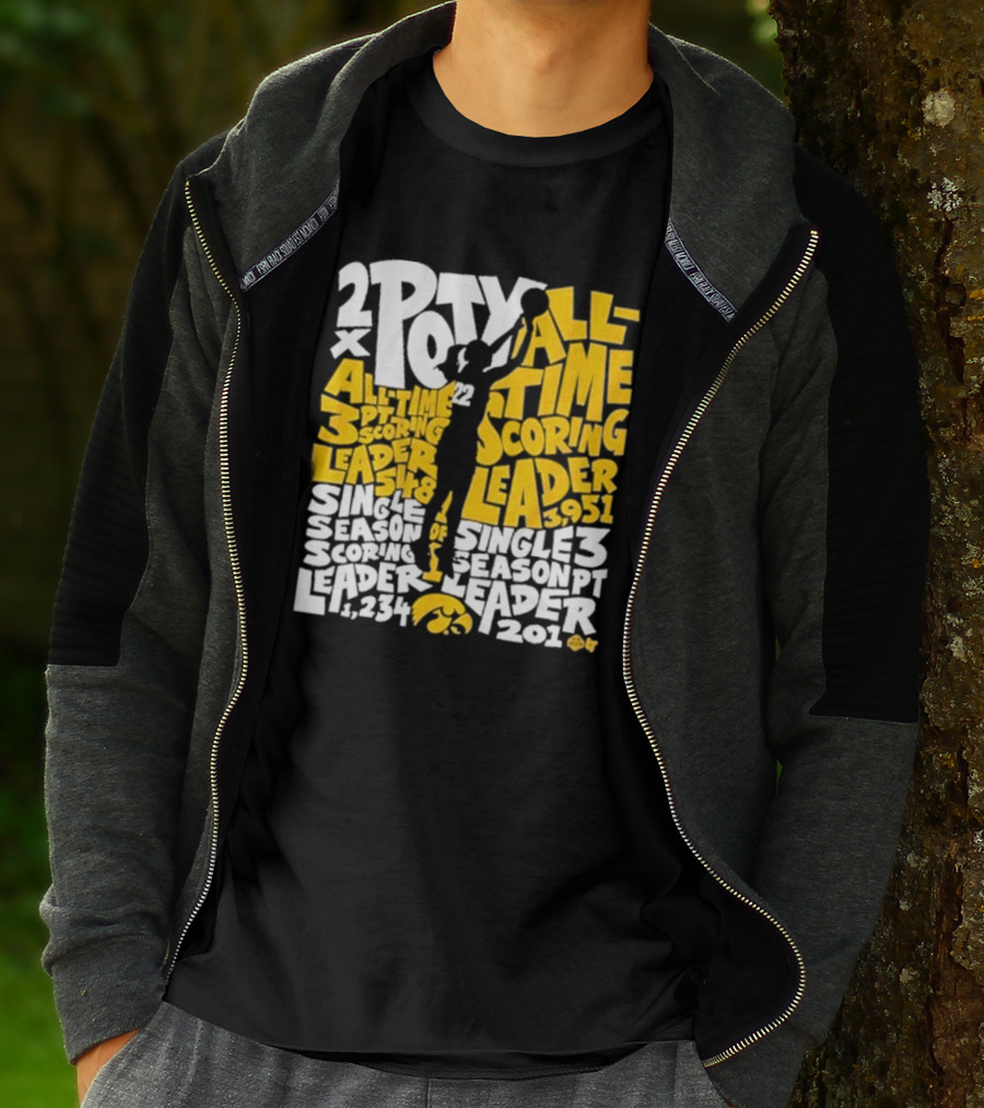 Caitlin Clark 2x POY All-Time Scoring Leader Iowa Single Season 3 Pt Leader T-Shirt