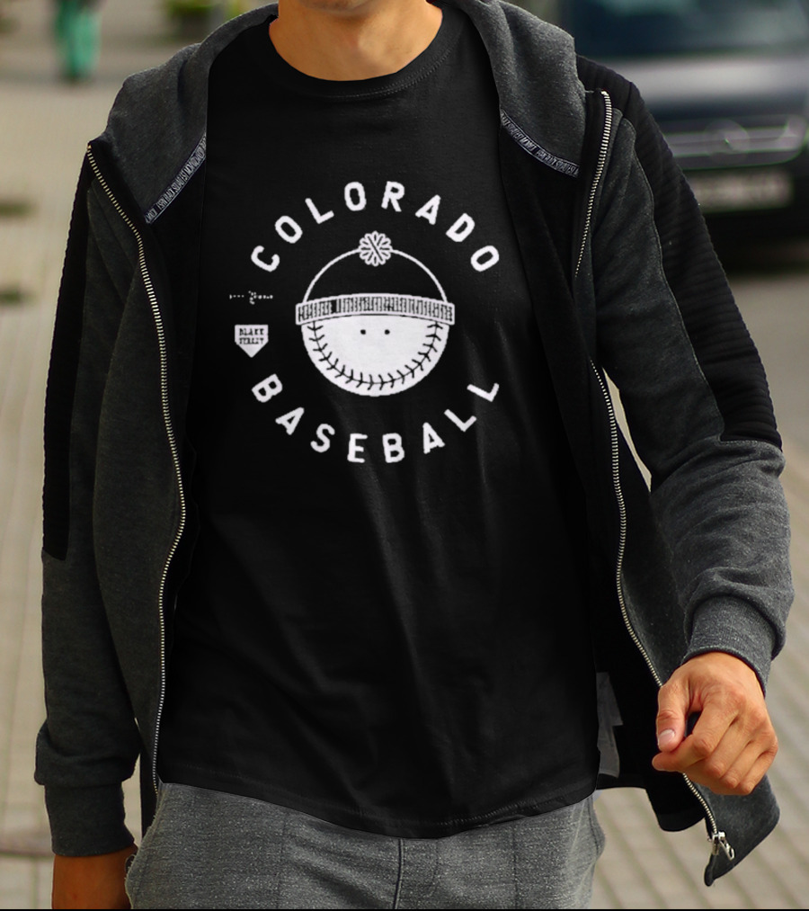 Colorado Baseball Smile Face With Winter Hat T-Shirt