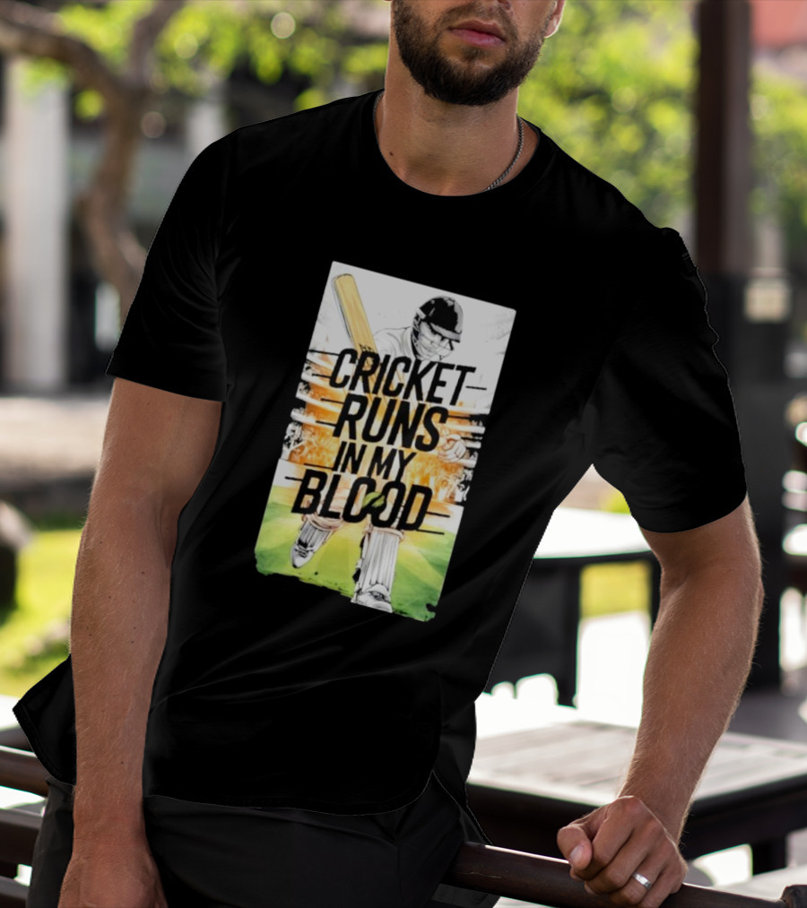 Cricket Runs In My Blood Batting Passion T-Shirt