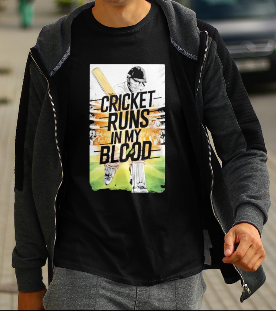 Cricket Runs In My Blood Batting Passion T-Shirt