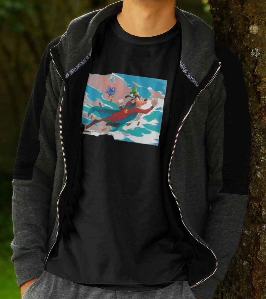 Disney Lorcana Super Goof Flying Hero Dog Adventure With Blue Bird Companion T-Shirt