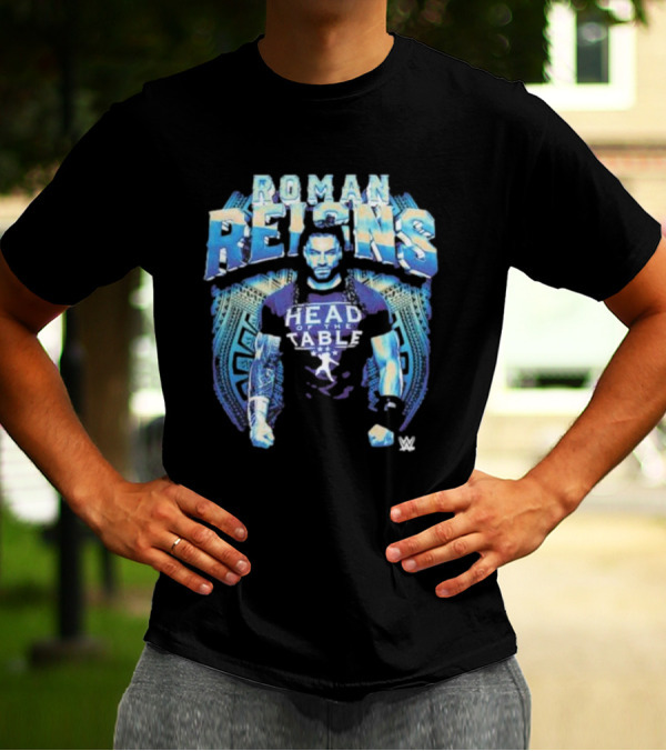Roman Reigns Head Of The Table WWE Blue Warrior T-Shirt