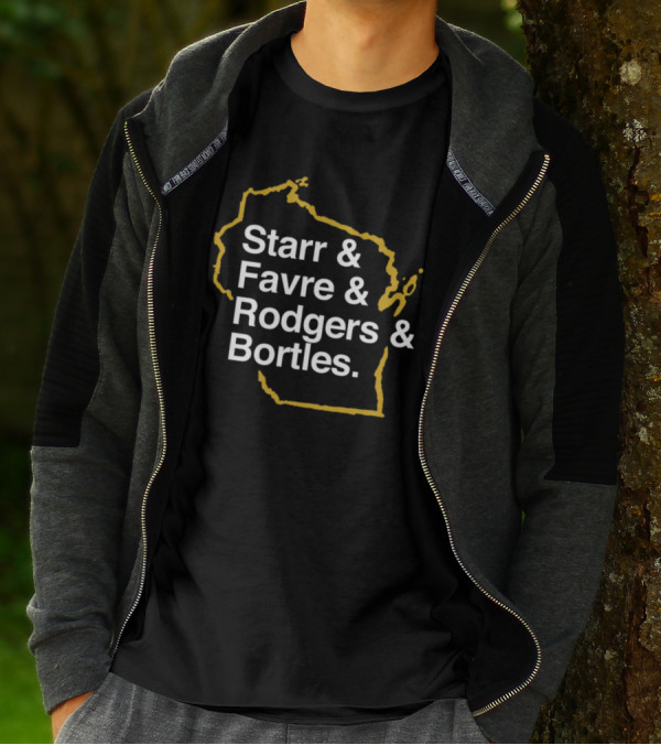 Starr Favre Rodgers Bortles Wisconsin Outline T-Shirt