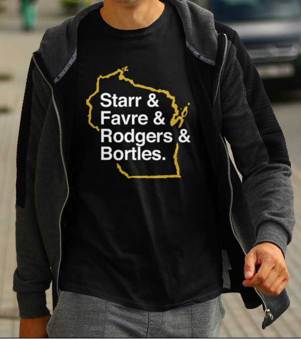 Starr Favre Rodgers Bortles Wisconsin Outline T-Shirt