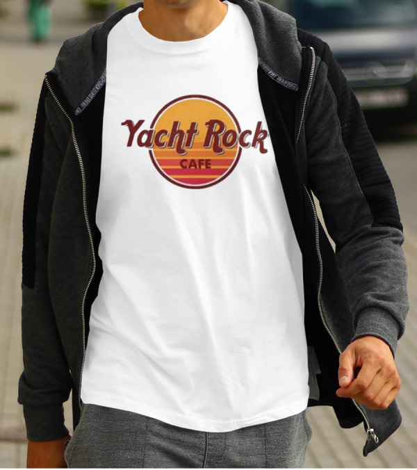 Yacht Rock Cafe Retro Sunset Circle T-Shirt