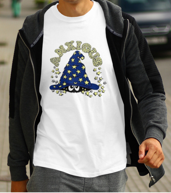 Anxious Wizard Hat With Stars And Bubbles T-Shirt