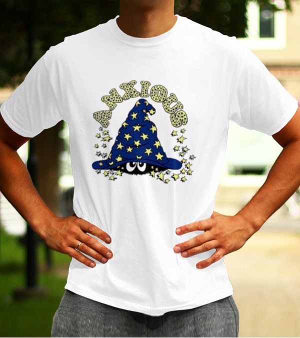 Anxious Wizard Hat With Stars And Bubbles T-Shirt