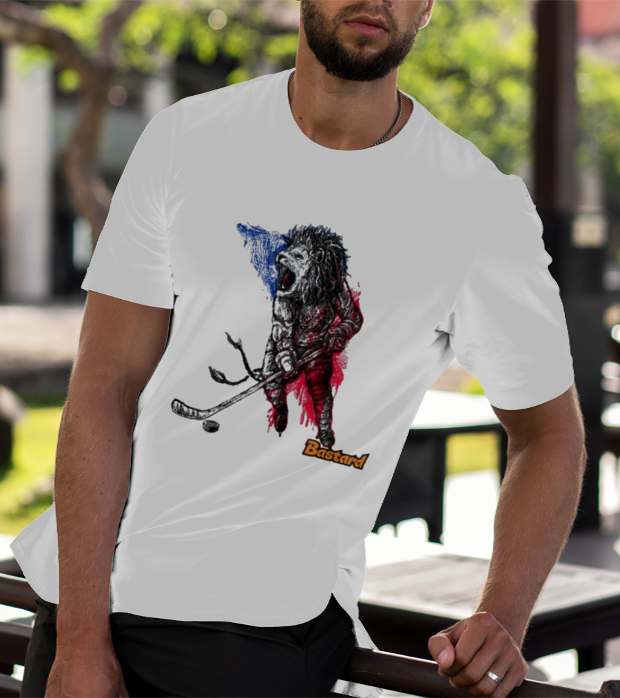 Vtipné Hokejové Potisky Bastard Lví Hokejista Trikolora T-Shirt