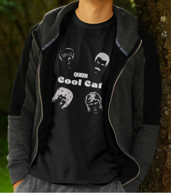 Queen Cool Cat Silhouette Faces T-Shirt