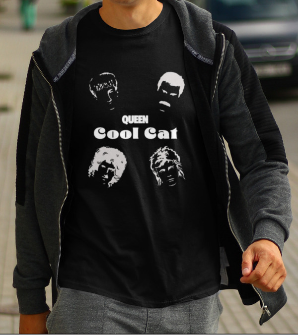 Queen Cool Cat Silhouette Faces T-Shirt